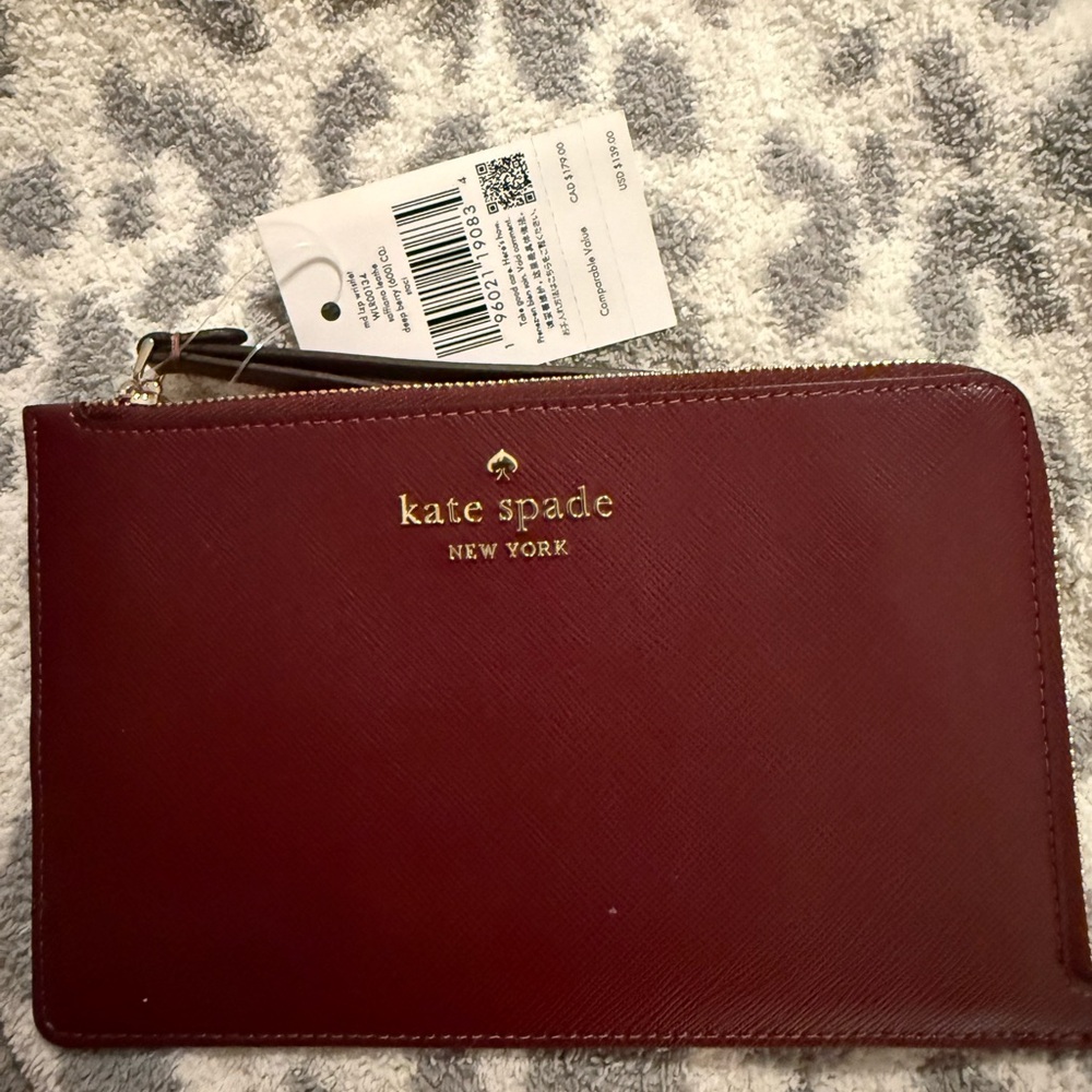 Kate Spade Amethyst Leather Nylons Pouch Wristlet
